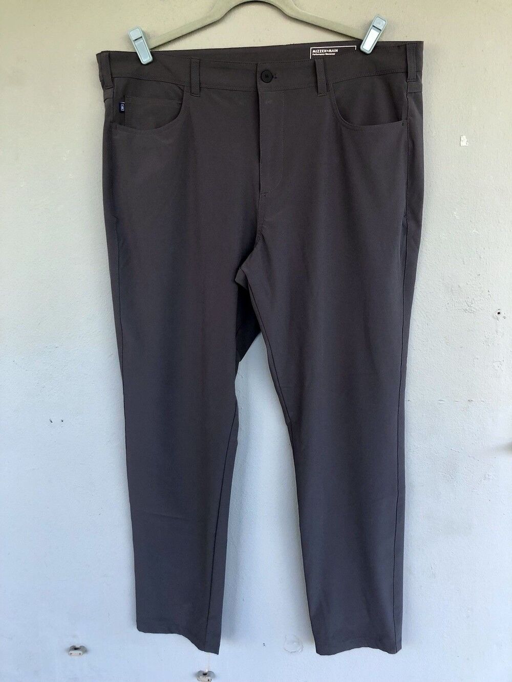 Mizzen & Main Helmsman Pants Mens 38x32 Slim Fit Performance Chino Gray Preppy